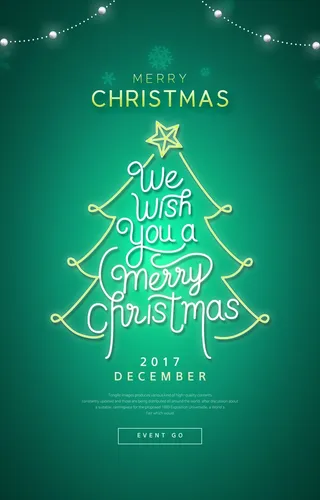 圣诞节圣诞树圣诞老人闪亮装饰电商促销折扣海报