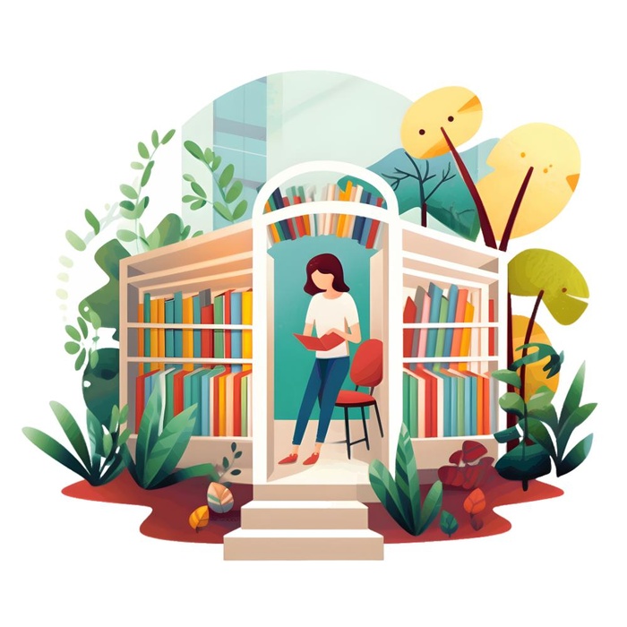 书店门口男孩免抠(1900x1900)