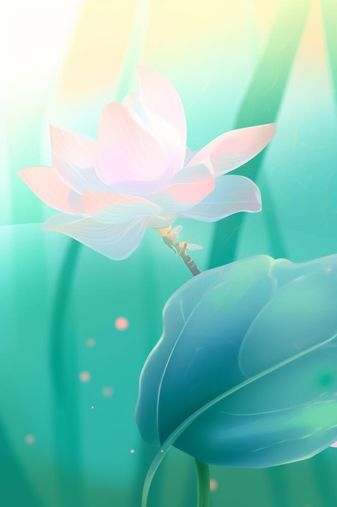 创新可爱粉色荷叶昆虫线条背景(896x1344)