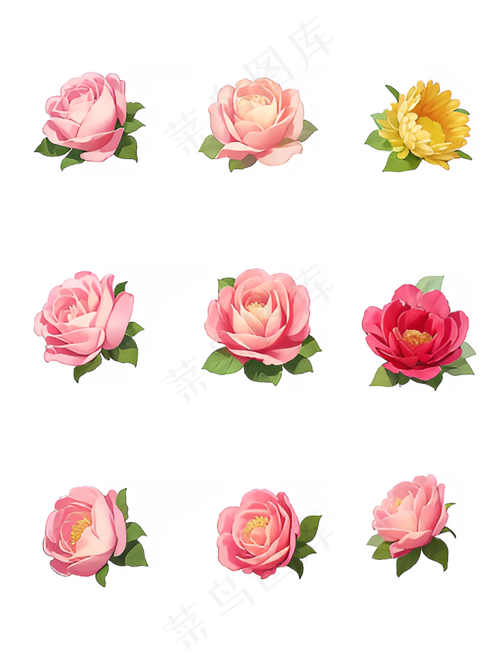 红色 粉色 手绘 免抠 PNG 玫瑰 花 素材3