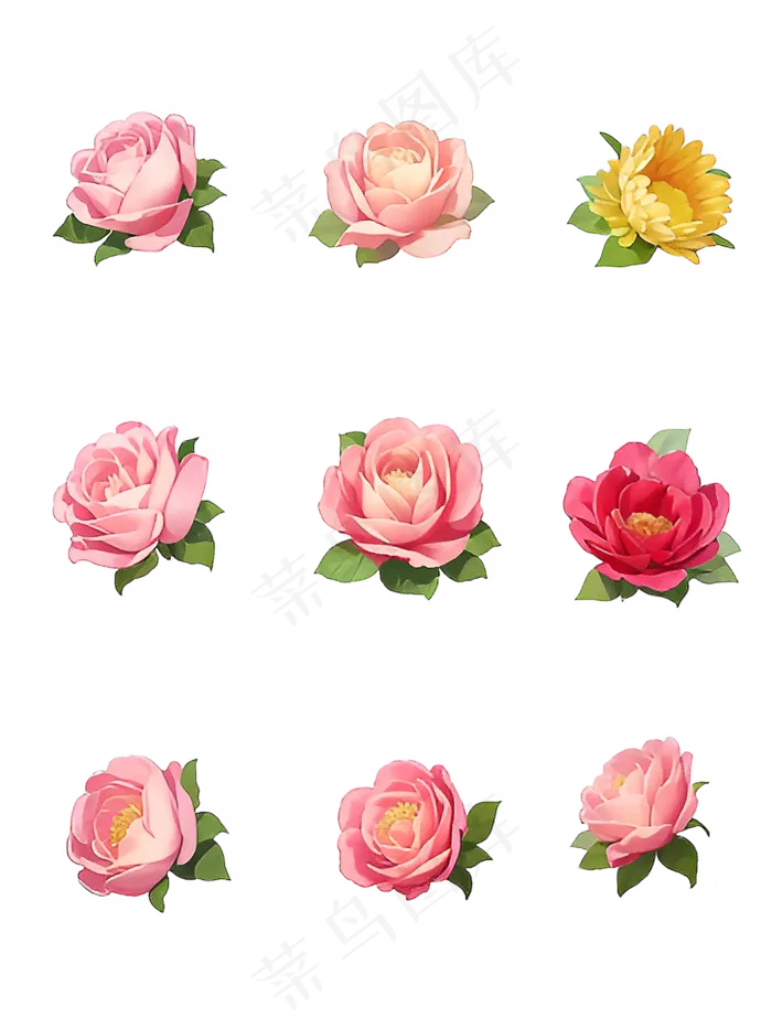 红色 粉色 手绘 免抠 PNG 玫瑰 花 素材3