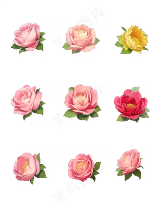 红色 粉色 手绘 免抠 PNG 玫瑰 花 素材3