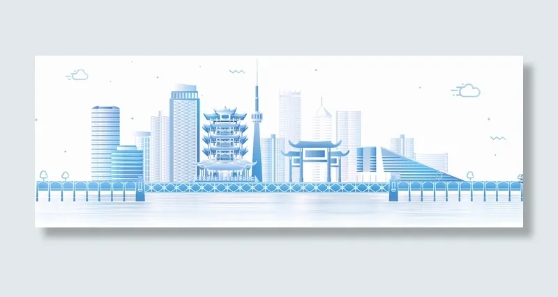武汉地标建筑psd模版下载