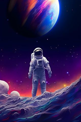 航天员太空紫色星空背景