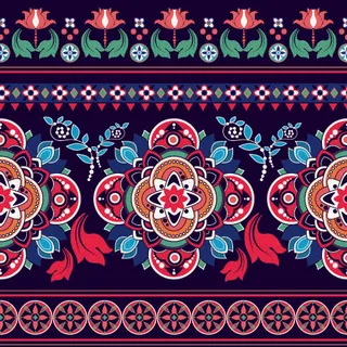 少数民族藏族特色花纹波西米亚风纹理背景图案设计AI矢量图片素材