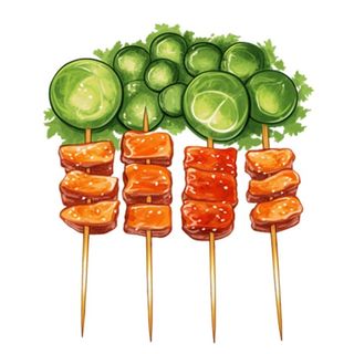 烧烤烤肉串插画免抠