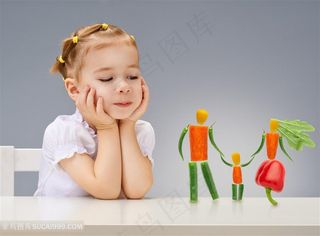 创意水果蔬菜与女孩高清图片儿童图片