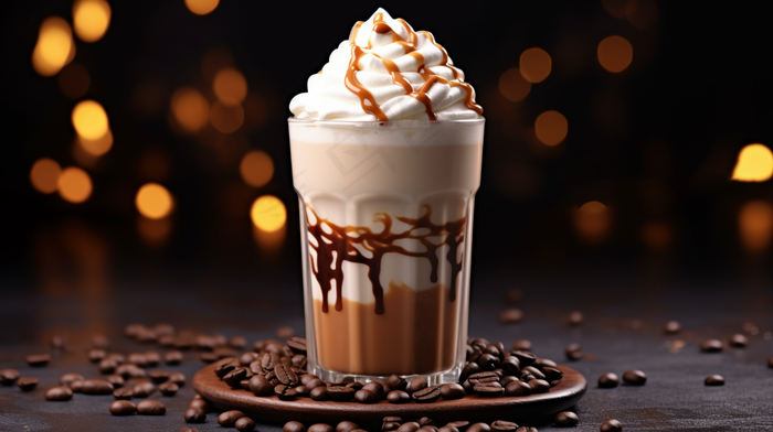 咖啡拿铁奶油咖啡店摄影图