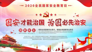全民国家安全教育日科普社区公益背景展板海报PSD素材模板设计