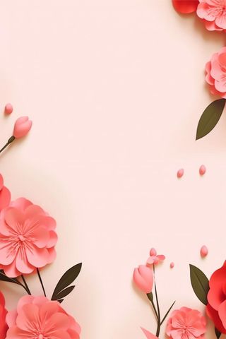粉色鲜花扁平清新海报背景