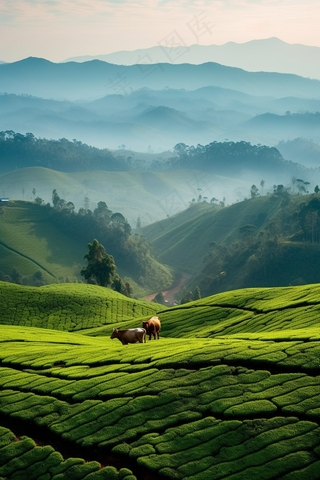 森林高山雾气萦绕摄影图