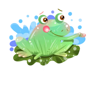手绘可爱卡通青蛙免扣素材