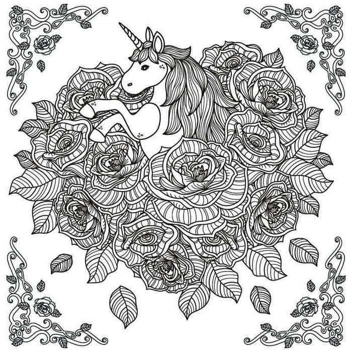手绘线稿花卉白马eps,ai矢量模版下载