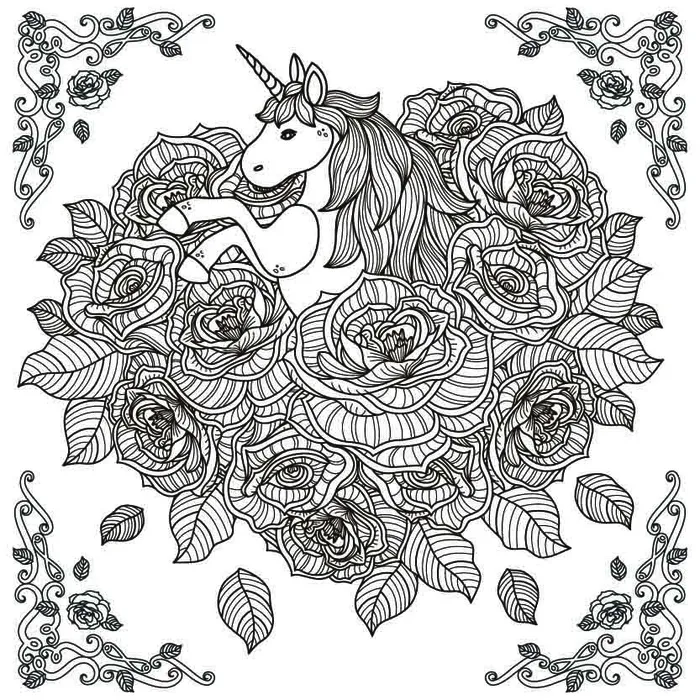 手绘线稿花卉白马eps,ai矢量模版下载