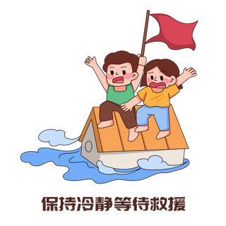 手绘描边夏季防汛防洪安全知识插画