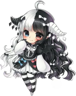 黑白女孩卡通素材简笔