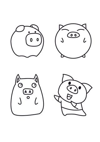 手绘简笔猪猪
