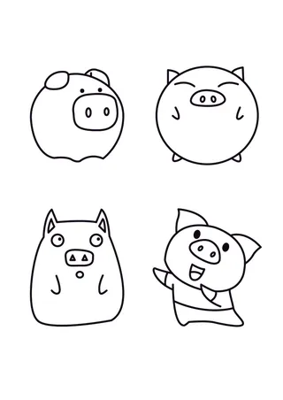 手绘简笔猪猪