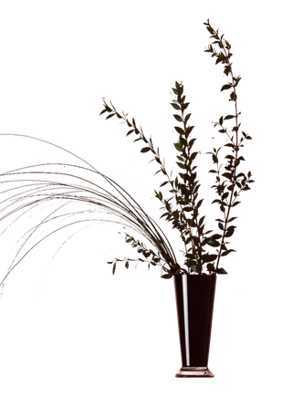 简约插花艺术黑白剪影