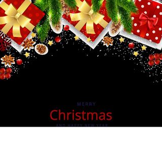 圣诞节美丽礼盒枝边框挂画