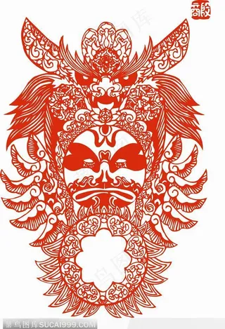 沮丧的京剧的脸谱剪纸