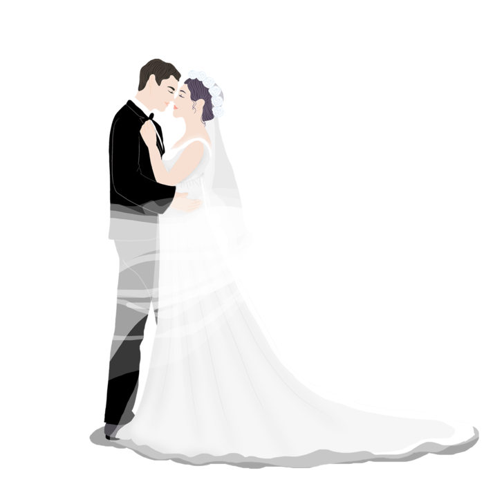 婚纱卡通人物婚礼白纱结婚婚纱摄影手绘