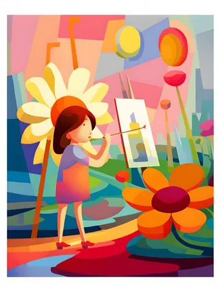 美术画画花朵插画背景