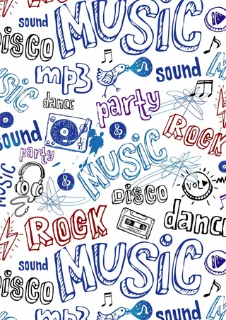 手写字涂鸦音乐说唱磁带耳机18