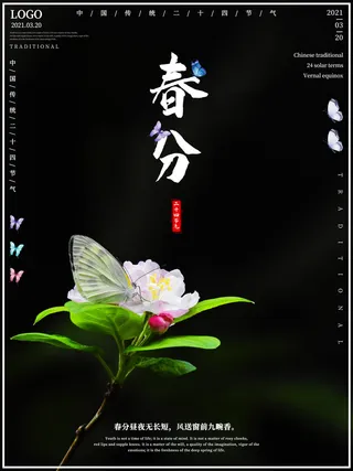 春分二十四节气传统中国风插画高清活动海报展板PSD模板素材