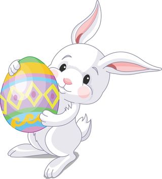 复活节装饰元素手绘插画兔子彩蛋鲜花场景(39)