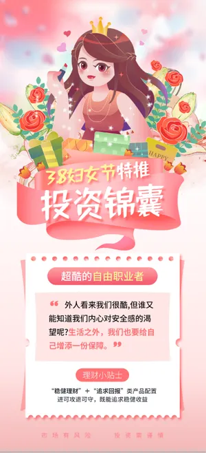 三八妇女节女性理财投资锦囊投资技巧海报