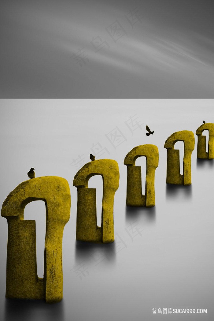 唯美湖畔石墩高清装饰画