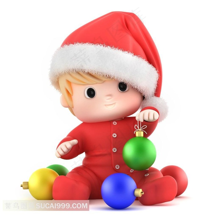 圣诞小婴儿玩彩球