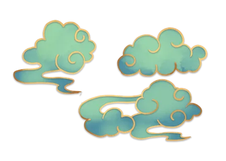 大气中国风祥云国潮风金边立体云朵剪纸创意装饰元素PNG免抠素材