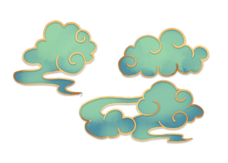 大气中国风祥云国潮风金边立体云朵剪纸创意装饰元素PNG免抠素材