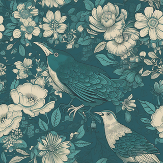 花鸟图，插画风格，无缝贴图，素材