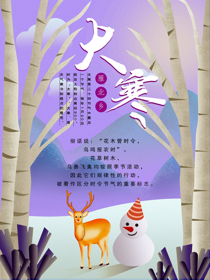 24二十四节气传统节日大寒宣传活动海报插画合集psd设计素材模板psd模版下载