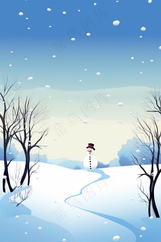 淡蓝雪地冬天清新背景