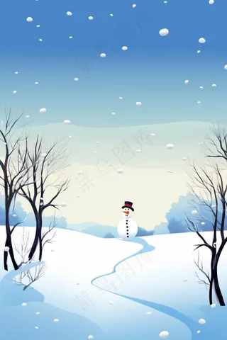 淡蓝雪地冬天清新背景