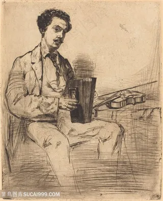 惠斯勒素描胡须男士艺术挂画