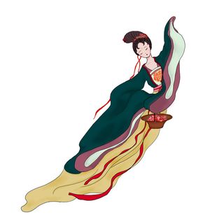 手绘国潮中国风古代敦煌神话飞天仙女美女古装人物插画PSD素材