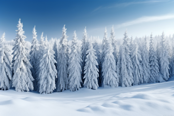 冬天雪景挂满雪的大树摄影图 