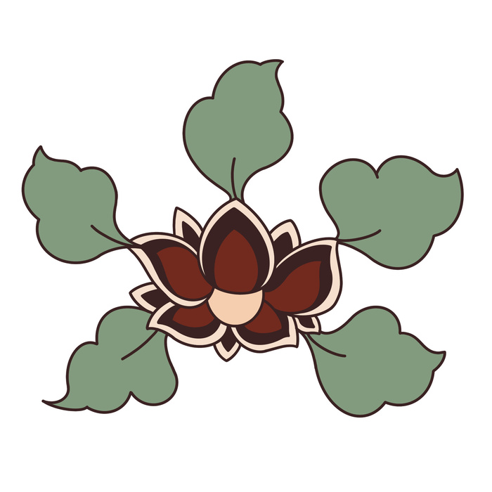 复古中国风国潮敦煌花纹花草插画手绘装饰小元素PSD素材