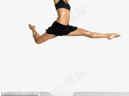 舞蹈肢体动作-穿黑色小短裙跨越在空中的外国女人 舞蹈肢体动作-穿黑色小短裙跨越在空中的外国女人