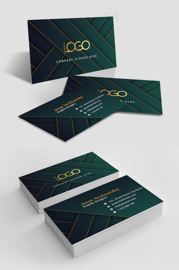 黑金几何名片模板设计