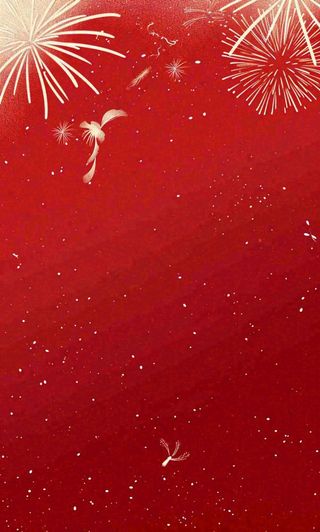 红色喜庆烟花丝带，圣诞新年节日背景