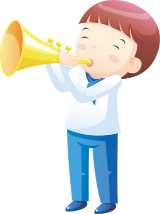 卡通拿喇叭的小朋友