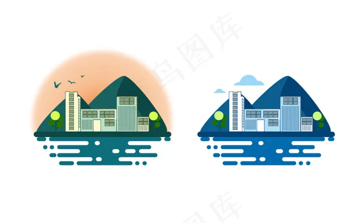 城市剪影矢量cdr矢量模版下载