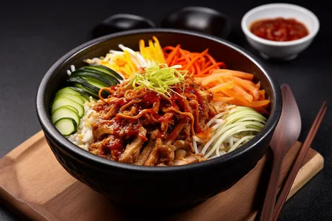 石锅拌饭拌面美食摄影图