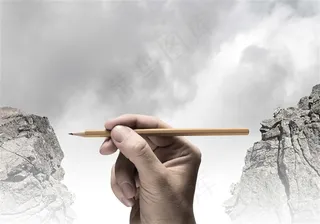 拿着铅笔链接两个山间